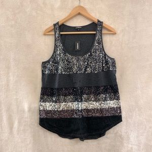NWT🖤EXPRESS Black and Silver Block Sequin Tank